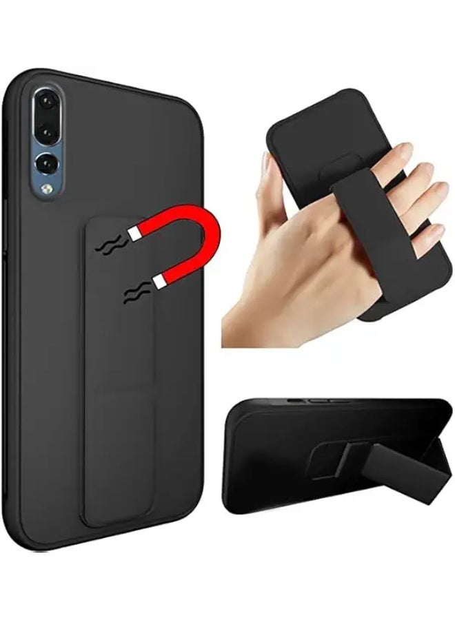 Magnetc Grip Cover For Huawei P20  Pro , Kickstand Slim Shockproof Grip Case, Silcione Protective Cover For Huawei P20 Pro - Black